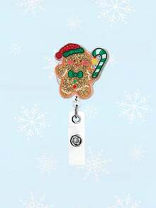 1Pc Cute Cartoon Christmas Acrylic Christmas Tree, Santa Claus, Snowman, Bell, Christmas Stocking, Gingerbread Man Pattern Element Telescopic Buckle Accessory Fashion Decoration, Suitable For Card Holders, Work ID Cards, ID Cards, Student Cards, Access Cards, Keychains, Backpack Decoration