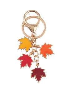 1pc Alloy Maple Leaf Shaped Oil Drop Craft Bag Charm, Wallet Decor With Chain, Minimalist & Fashionable Bag Accessory, Suitable As Gift For Friends, Women, Birthday, Christmas