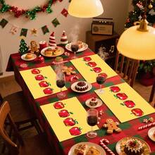 1set/1pc/4pcs/6pcs/100pcs Apple Print Placemats, Heat-Insulating Placemats, Suitable For Home Decoration, Holiday Dining, Kitchen And Party Decoration, Party Placemats, Can Be Given As Gifts