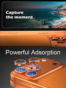 1 Set, Anti-Scratch Ultra-Clear Tempered Glass Camera Lens Protector - Compatible With IPhone 17/17 Pro/17 Pro Max/15 Pro Max/15 Pro/14 Pro - Perfect Fit, Scratch-Resistant, Orange