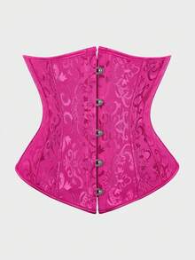 Underbust Corsets For Women,Corset Belt, Women's Floral Jacquard Lace Up Under Boob Corset Slimmer Body Shaper - Màu Hồng Tươi - Xem 1
