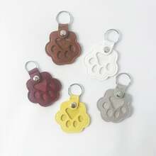 Llavero con colgante de pata de gato de cuero creativo y de dibujos animados como accesorio para prevenir la pérdida de mascotas