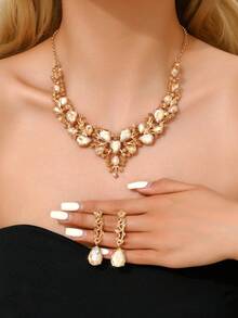 3 件套女士珠宝套装、项链和耳环、奢华水晶装饰，适合礼服 - 彩色 - 查看 19