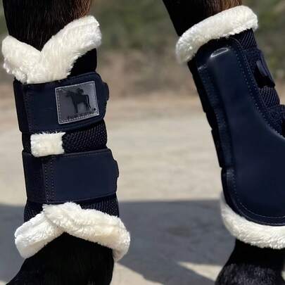 TGW RIDING XL/L/M/S Mesh-Lined Faux Leather Brushing Boots, Breathable & Impact-Absorbing Wrap For Dressage, Jumping, Riding, Training