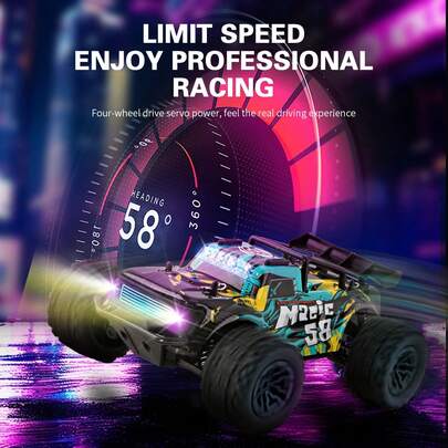Coche de carreras todoterreno de control remoto de alta velocidad y multicolor, coche de juguete RC con luces, interacción entre padres e hijos para entrenar la habilidad de operación, juguete de educación temprana, regalo de cumpleaños conmovedor para niños