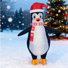 1 件圣诞节成人充气企鹅服装 - 连体充气服装，带圣诞帽和围巾 - 彩色 - 查看 1