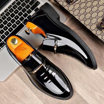 Men's Slip-On Dress Shoes, Soft Leather Bright Color Business/Wedding Loafers