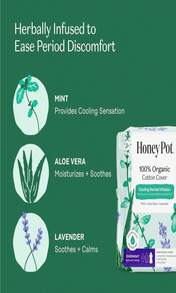 The Honey Pot Company - Herbal Pads For Women - Overnight W_Wings - Infused W_Essential Oils For Cooling Effect &Amp; Organic Cotton Cover - Feminine Care - 12 Ct - ColorA - 查看 3