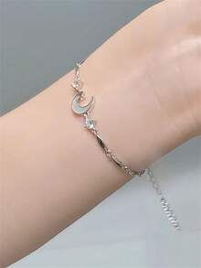 1pc Elegant Crystal Star & Moon Bracelet, Suitable For Women's Daily Wear, Festivals And Parties