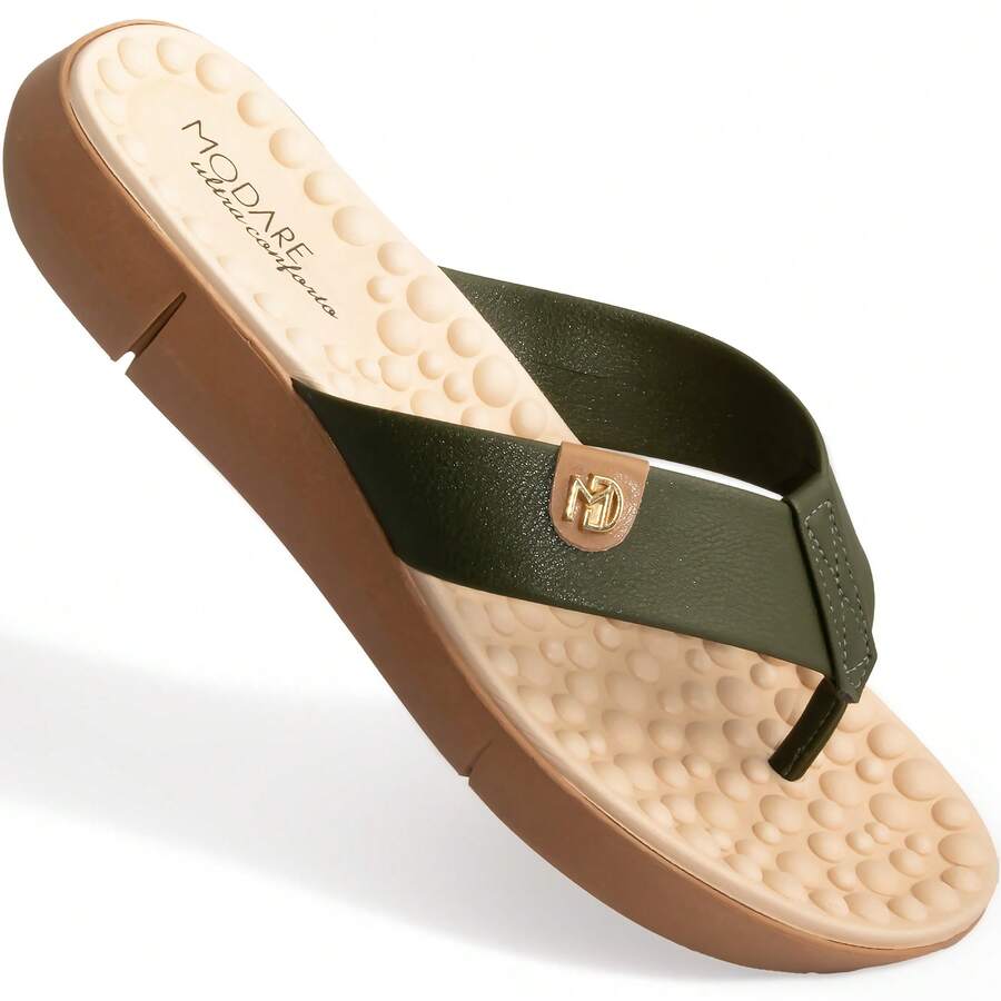 Modare Women's Orthopedic Slippers With Soft Massage Spurs - 橄欖綠 - 查看 1
