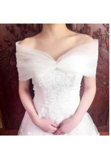 Bridal Shoulder Shawl, Can Cover Chest Accessories, Available In Multiple Colors, Solid Color Mesh Material - Multicolor - View 2