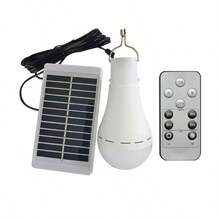 1pc/2pcs Solar Powered Emergency Light Bulb, White Light Remote Control 12W USB Rechargeable High Brightness Lighting Long Lasting, Suitable For Home, Outdoor Camping, Night Market, Night Light, Night Fishing, RV Travel - Remote Control 12W-with Solar Panel - View 2