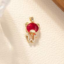 3pcs Cute Copper Rhinestone Bear Pendant, Suitable For DIY Necklace, Bracelet, Earring, Keychain Jewelry Making