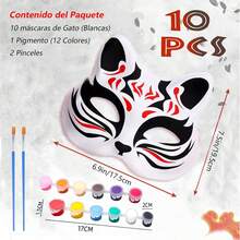 10áscaras Therian de Color Blanco,áscara de Gato Therian,áscara de Halloween para Niños y Adultos,áscara en Blanco para, Haceráscaras, Halloween, Cosplay, Regalos - 1 - Ver 4