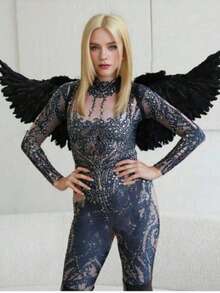 1pc/3pcs Angel Feather Wings Children And Adults Performance Props Stage Catwalk White Flower Girl Costume, Black Devil Headband With A Great Set.