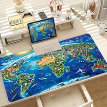 1 Alfombrilla de ratón con Mapa del Mundo Fantástico - Alfombrilla de escritorio grande con vibrantes hitos, base de goma antideslizante y superficie suave, alfombrilla de ratón duradera para juegos de computadora y trabajo en el hogar y la oficina, alfombrilla de ratón de gran tamaño para agregar interés a su escritorio de trabajo Accesorios de oficina Suministros de oficina Accesorios de escritorio Alfombrilla de ratón Alfombrilla de ratón para escritorio - Multicolor - Ver 3