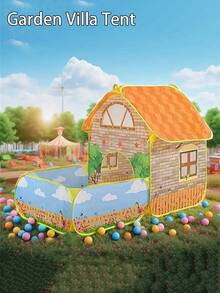 儿童花园别墅帐篷，农场主题，黄色，创意图案激发儿童想象力，带球池（不含球），理想的儿童玩具屋，可折叠便携球池，附赠婴儿玩具，适合3-12岁儿童，家庭露营帐篷，男女皆宜 - 黃色 - 查看 6