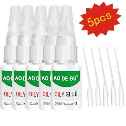 5pcs Heavy Duty Super Glue - Fast Drying Waterproof Clear Adhesive, Strong Bonding For Plastic, Metal, Wood, Leather, PVC, Ceramic, Shoes, Crafts, DIY Repairs - All-Purpose Multi-Surface Glue For Home, Office, Outdoor Use, Craft Glue Strong Hold, Strong Shoe Glue, Home Repairs