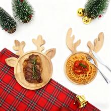 1PC Cute Deer Shaped Wooden Serving Tray, Nordic Style Fruit Nut Plate For Home Kitchen Party, Cross - Border Tableware