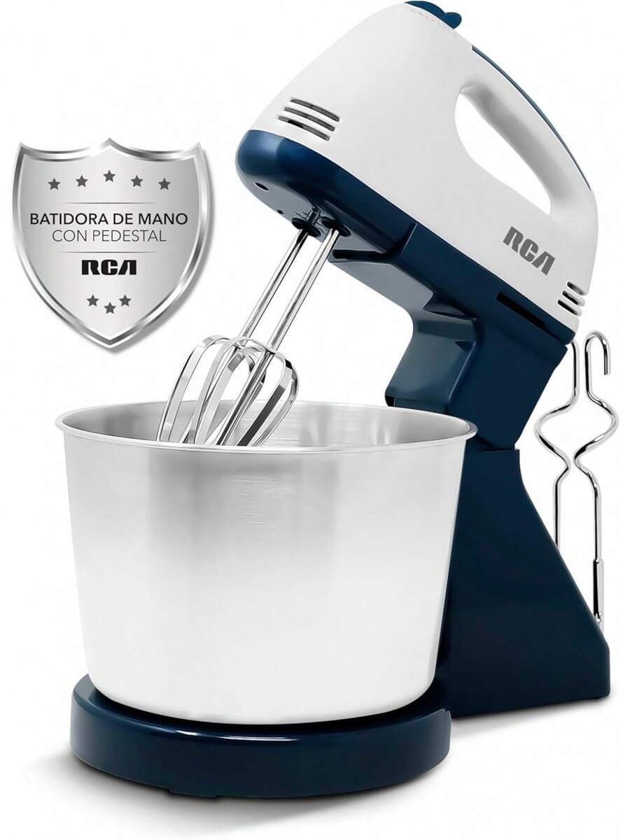 RCA Batidora de Pedestal RC-67SS de 120W con 6 Velocidades Ajustables, Tazón de 2.5L de Acero Inoxidable, Accesorios para Amasar, Batir y Mezclar, Diseño Elegante en Negro y Acero Inoxidable - 1 - Ver 1