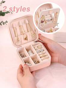 1 Piece Mini Jewellery Organizer, Jewelry Organiser, Jewelry Holder, Portable Zipper Travel Jewellery Organizer Box, Ladies Gift Box, Multi-Functional Jewellery Display Rack, Suitable For Rings, Pendants, Earrings, Necklaces And So On. - Suitable Gift Box For Girls And Ladies, Halloween Gift Box, Christmas Gift Box. Organizer Storage Travel Summer Back To School,Gifts For Women,Christmas Gifts,Gift Ideas For Women