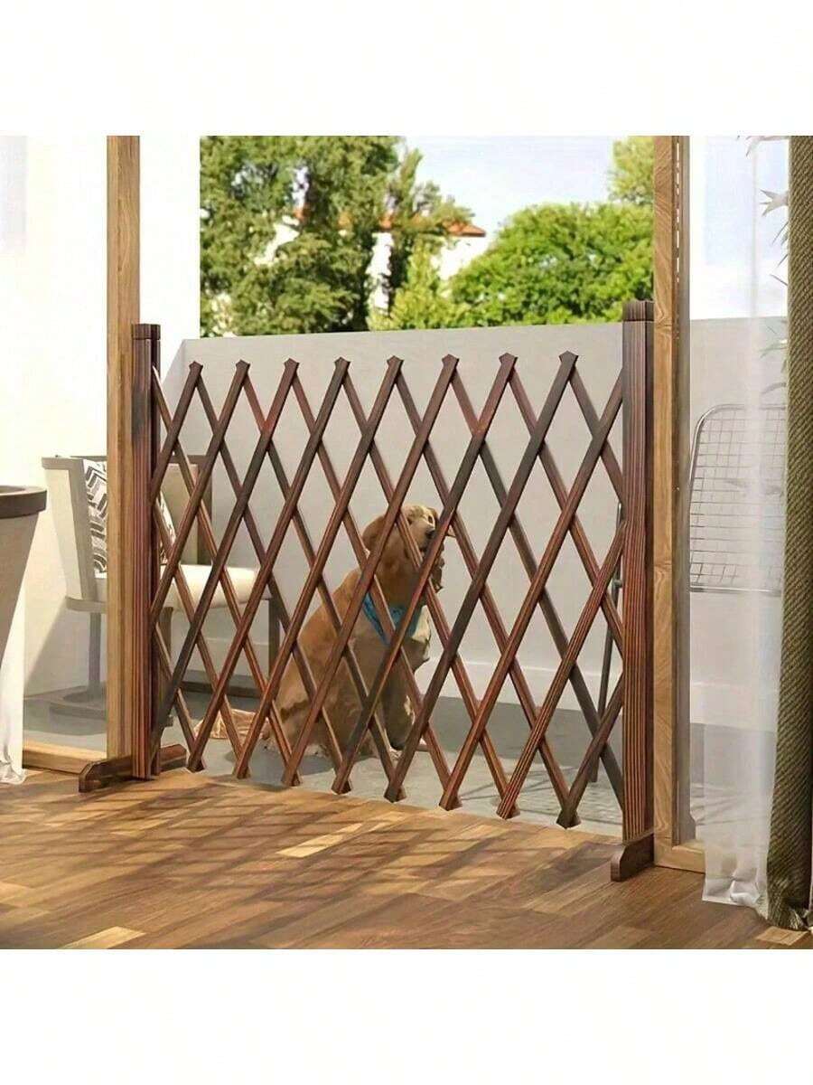Cổng gỗ cho chó và mèo có thể thu vào - Lớp phủ than chống ăn mòn, Rào chắn an toàn trong nhà dễ lắp đặt cho nhà, phòng ngủ, cửa ra vào và cầu thang, Cổng cho chó trong nhà - Nhiều màu - Xem 1