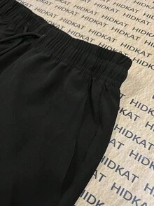 时尚拼接女士长裤，宽松长款，撞色拼接设计，提升叠穿造型，适合日常通勤和休闲穿着，黑色春季款 - 黑色 - 查看 5