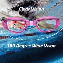 Juego de gafas de natación - Gafas de natación con gorra de natación/Tapones para los oídos/Pinzas para la nariz/Estuche de  para jóvenes adultos - Protección UV antivaho - Rosa - Ver 5