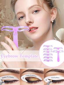 Eyebrow Template Set Without Bracket Eye Shadow Template - Simple Eyebrow Shape - Symmetrical Eyebrow Hands-Free Template - Reusable Eyeliner Pencil Template, Eye Shadow Template, Professional Eye Makeup Template, Beginner Quick Makeup Tool, Eyeliner Pencil Template Set - Multicolor - View 2