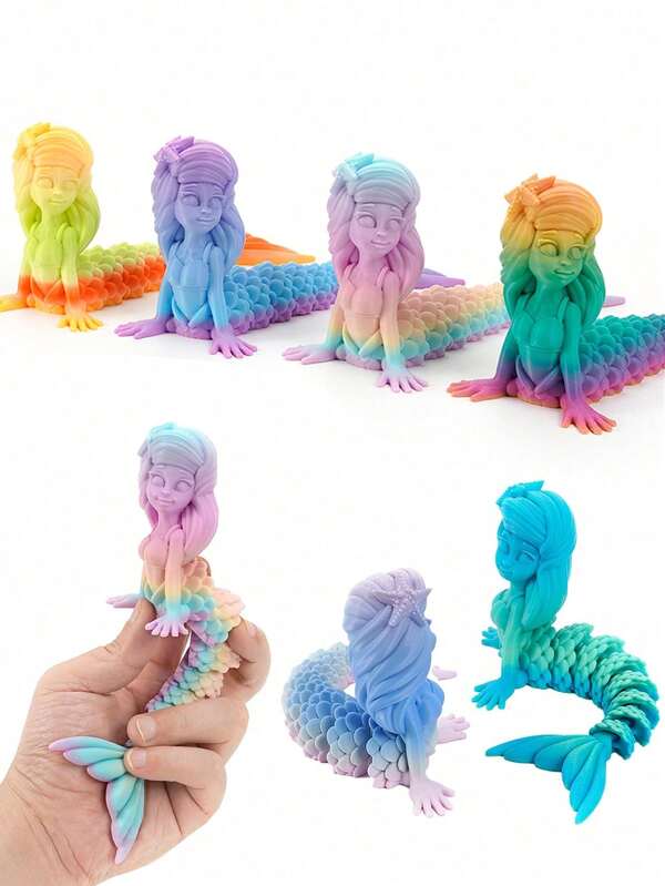 1 Stück 3D gedrucktes Meerjungfrau Ozean Mythos Charaktermodell, schöne Meerjungfrau mit beweglichen Gelenken, kreatives Spielzeugmodell, geeignet für Heim- und Bürodekoration, ideales Geschenk für Damen, Geburtstagsgeschenk, Weihnachtsgeschenk