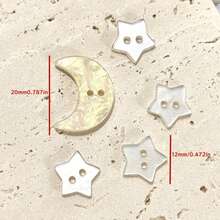 15/25 piezas Botones con forma de estrella y luna perlados, accesorios de ropa, manualidades hechas a mano, decoración DIY - Multicolor - Ver 5
