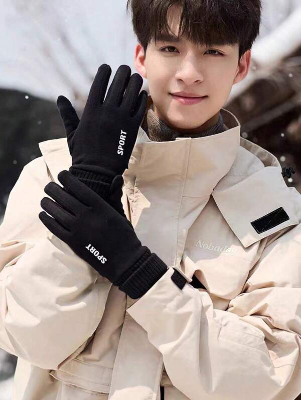 Winter Waterproof Ski Gloves Thermal Lined Warm Gloves For Men; Winter Thickened Touch Screen Outdoor Running, Cycling, Delivery, Two-Finger And-Finger Gloves, Snow Warm Cycling Cold Weather, Driving Biking Running