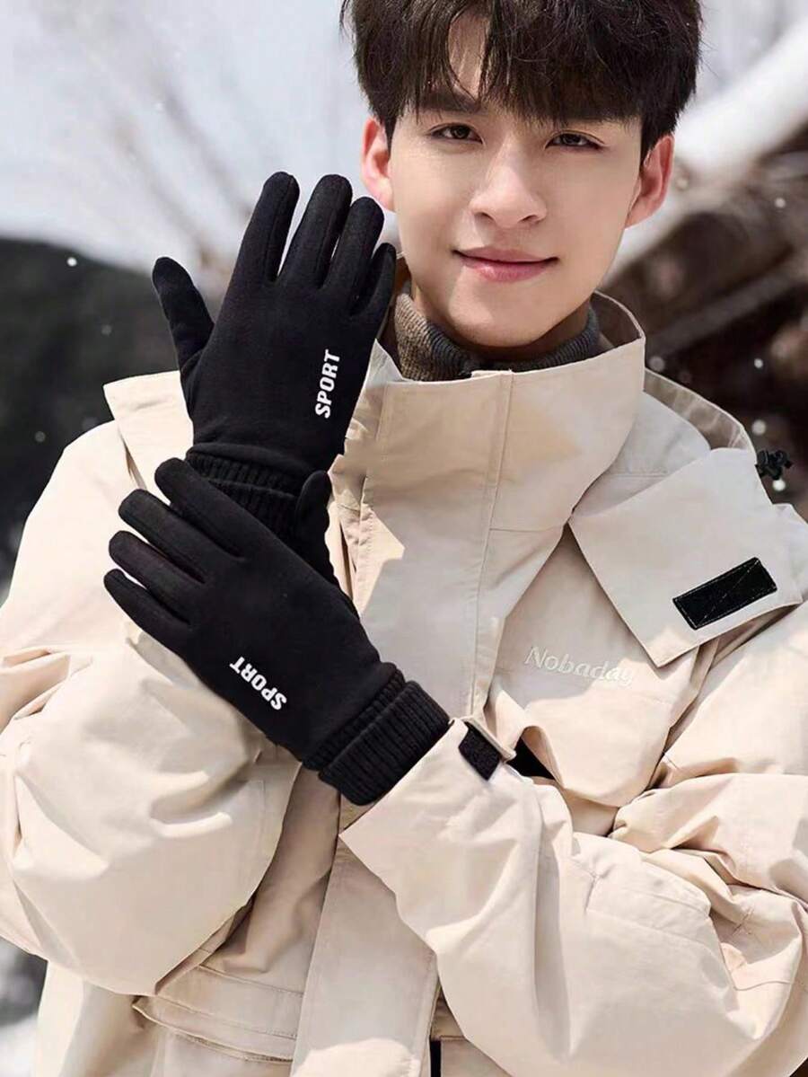 Winter Waterproof Ski Gloves Thermal Lined Warm Gloves For Men; Winter Thickened Touch Screen Outdoor Running, Cycling, Delivery, Two-Finger And-Finger Gloves, Snow Warm Cycling Cold Weather, Driving Biking Running