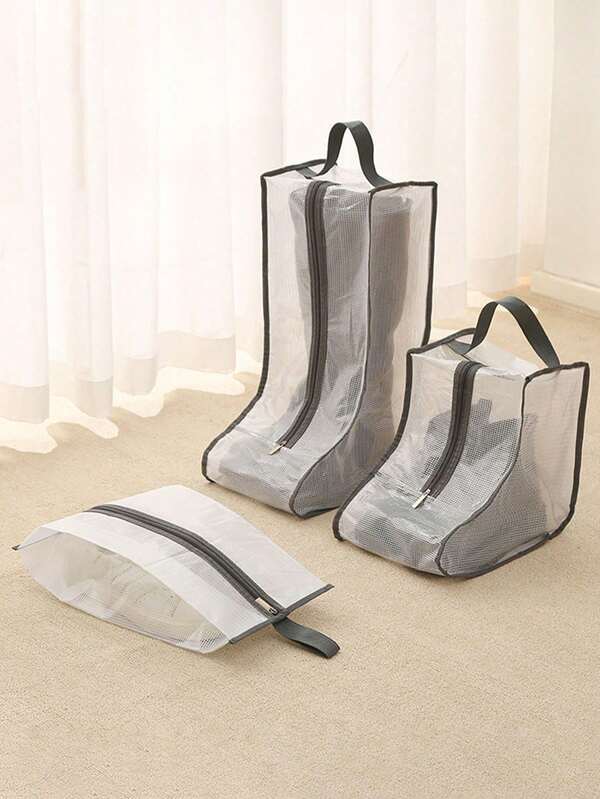 Bolsa de Armazenamento Transparente para Sapatos e Botas, Bolsa de Armazenamento de Botas, Bolsa de Armazenamento de Sapatos À Prova d'Água e à Prova de Poeira, Bolsa de Armazenamento Portátil e Dobrável, Organização de Armazenamento de Sapatos, Reutilizável, Protetores de Sapato, Itens Domésticos, Itens Essenciais para o Lar, Acessórios de Viagem