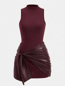 Elegant Wrap Front Tie Sleeveless Mini Dress