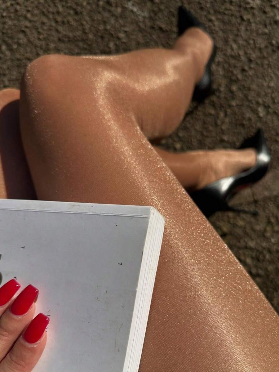 Quần tất trong suốt bóng mượt dành cho nữ cỡ lớn | Quần legging bóng bẩy, tạo vẻ ngoài tinh tế, quà tặng Giáng sinh - Rỉ Nâu - Xem 1