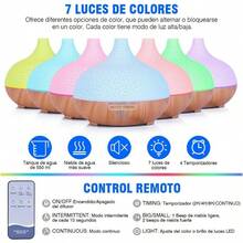 Difusor de Aceites Esenciales 500ML, Difusor de Aromas Redondo con Lmpara Nocturna Colores, Aromaterapia Ultrasonico Apagado Automtico, Humidificador de Aire para Hogar Choco - Madera - Ver 3