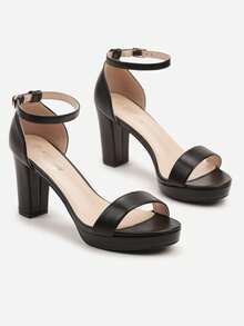 Sandalias con plataforma y taco con correa para el tobillo - Negro - Ver 5