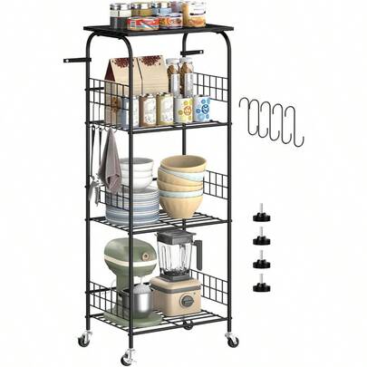 White Metal Wire Sheing With Wheels 4 Tier Narrow Shelf Unit For Small Spaces Free Standing Storage Rack Organizer For Kitchen Bathroom Laundry Room Garage