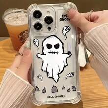 Teléfono Y Fantasma Pintado - Impreso Transparente Cuatro - Esquinas - Cojín Anti - Caída Teléfono Móvil. Es adecuado como protector 16 Pro, 15 Pro, 14 Plus, 13 Pro, 12 Pro, 11, XS - transparente - Ver 1