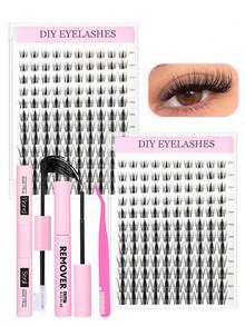 120 件 C 卷纤细自然睫毛簇 | 混合 8-16 毫米 DIY 单根假睫毛，易于佩戴和可重复使用，非常适合日常化妆，自然外观增强和初学者友好的睫毛造型 - 黑色 - 查看 8