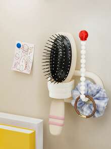 1pc Hair Comb Storage Rack, Hair Band Storage Rack, 2 In 1 Storage Rack, No Drilling Required, Suitable For Most Combs, Suitable For Home Or Salon Use, Space-Saving Hygienic Design, Suitable For Showers And Sinks, Bathroom Wall-Mounted Storage Rack - Multicolor - View 6