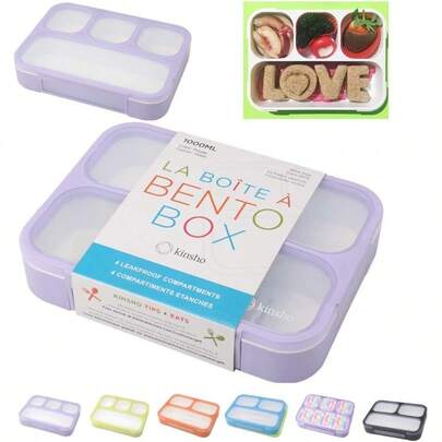 Bento Lunch Box For LunchBoxes For Women Adults Girls Boys Leakproof Snack Containers For Toddlers Tweens PreSchool Lunches  Purple 4 Compartments 1 Pack