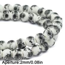 6/8/10mm Floral Patterned Ceramic Beads Mix, Round Loose Spacer Beads For Jewelry Making DIY Bracelets Necklaces
