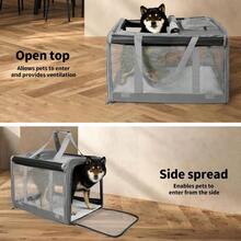 PaWz Pet Carrier Bag Large Cat Carrier Dog Carrier Collapsible Soft Dog Crate Portable Dog Crate For Large Cats Dogs Puppies Up To 12.5kg Waterproof Dog Travel Backpack For Indoor Outdoor Use Grey