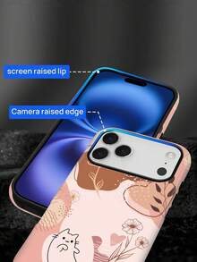 Two-In-One Film Phone Case, Cat Flowers Leaves Shapes Pattern Pattern Phone Case For IPhone 17 Pro Max, Simple And Elegant, Can Be Used For IPhone 11 12 13 14 15 16 17 Pro Max Plus And  S22 S23 S24 S25 Plus Ultra FE Phone Case - Nhiều màu - Xem 4