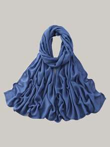 1 pieza Hiyab de viscosa modal sólido, pañuelo ligero y transpirable de moda, con acabado de puntada doble, artesanía refinada, pañuelo para mujer, adecuado para todas las estaciones