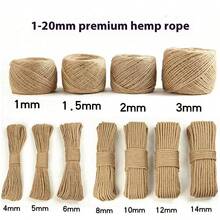1 根天然黄麻绳，手工麻绳丝带，适用于 DIY、缝纫、婚礼、派对装饰、圣诞节 - 厚度从 1 毫米到 14 毫米不等 - 粗麻绳