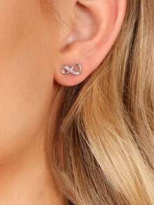 1 Đôi bông tai hình trái tim bất đối xứng, đính đá Moissanite và kim cương, bạc S925 dành cho nữ, thanh lịch và quyến rũ, trang sức cưới. - Hoa tai Moissanite vô cực không đều - Xem 9