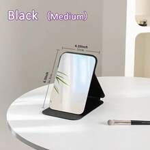 Medium Or Large Portable Makeup Mirror - Travel-Friendly Standing/Hanging Foldable Design, No Power Required, Suitable Home, Salon, Office, Dormitory - Elegant Black Frame Compact Makeup Mirror, Portable Desktop Accessory, Fashionable Smooth Craftsmanship, Essential Beauty Enthusiasts